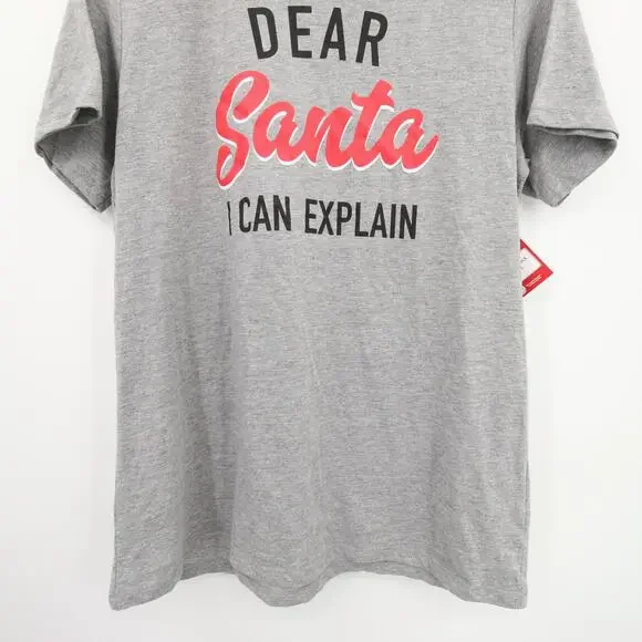 Christmas T-Shirt Gray Dear Santa I Can Explain Funny Ugly Sweater Holiday Time - Picture 3 of 10